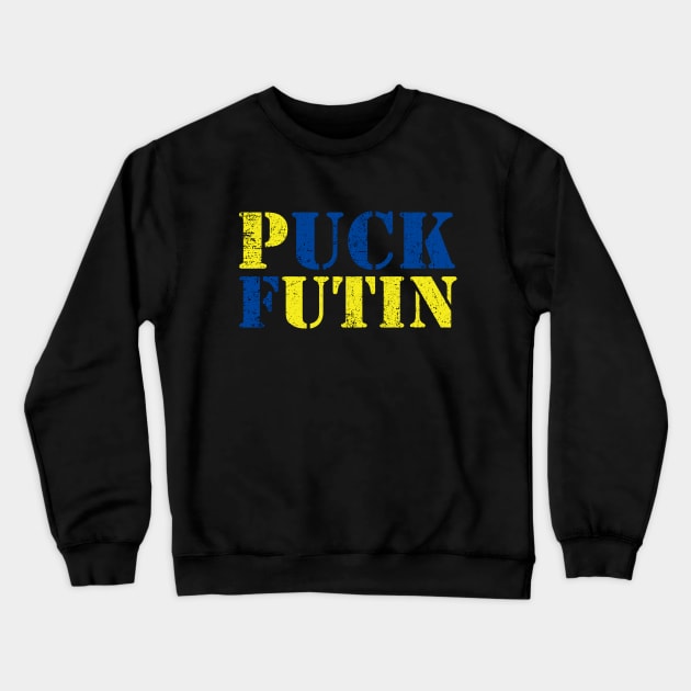 Puck Futin, I Stand With Ukraine Crewneck Sweatshirt by UniqueBoutiqueTheArt